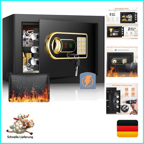 Mejasg 25L Feuerschutztresor Wandtresor mit Elektronischem