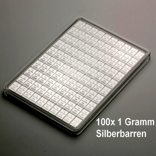 100x 1 Gramm Silberbarren - Silbertafel
