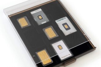 Münzbox mit 9 Fächern für Goldbarren